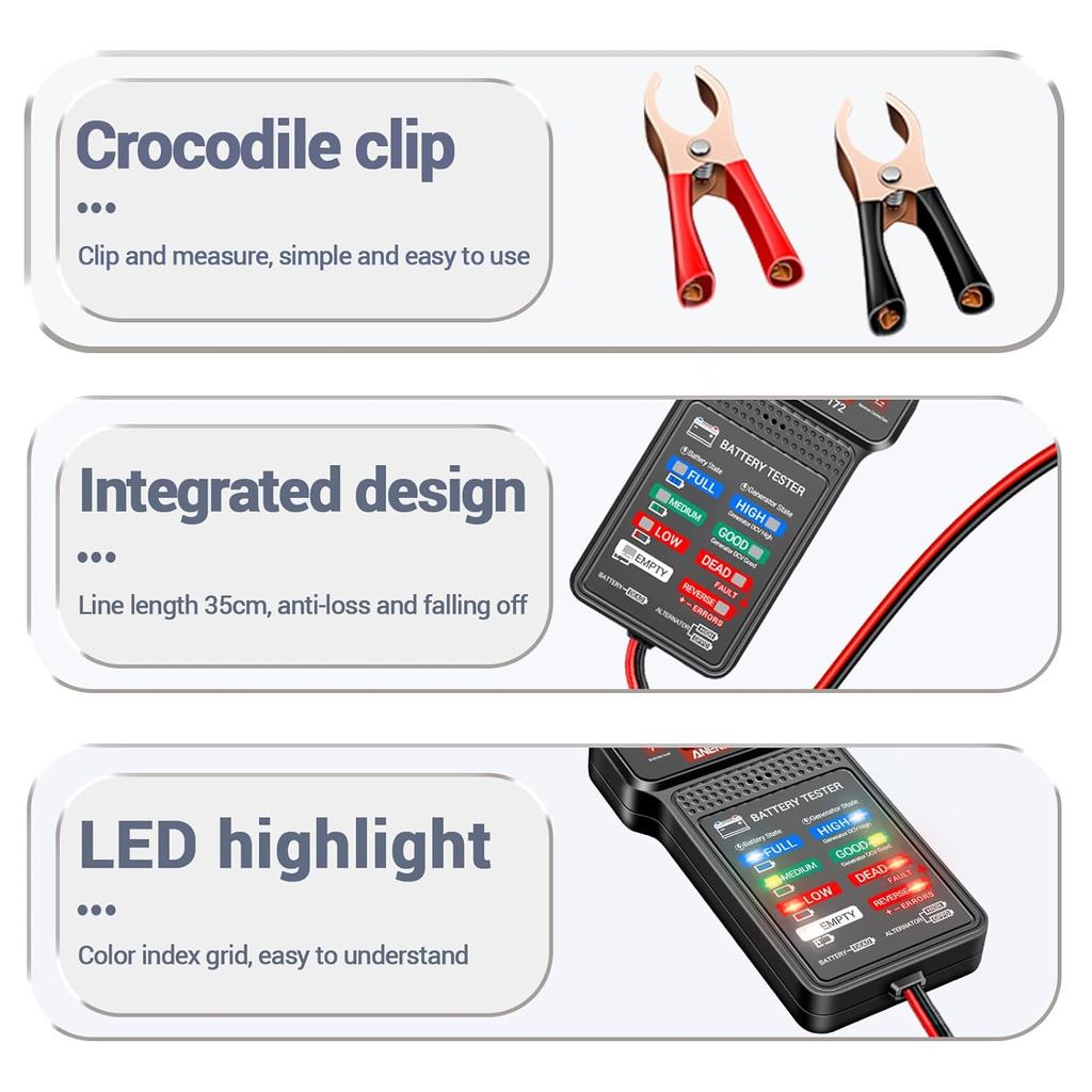 Aneng Bt-171 BT-172 12V Multifunctional Battery Testers Auto Repair Industry Detection With Led Reverse Display Screen Electrician Tool