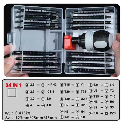 13/26/34 in 1 Ratchet Screwdriver Set Magnetic Dual-purpose Batch Head Magnetic Phillips Slotted