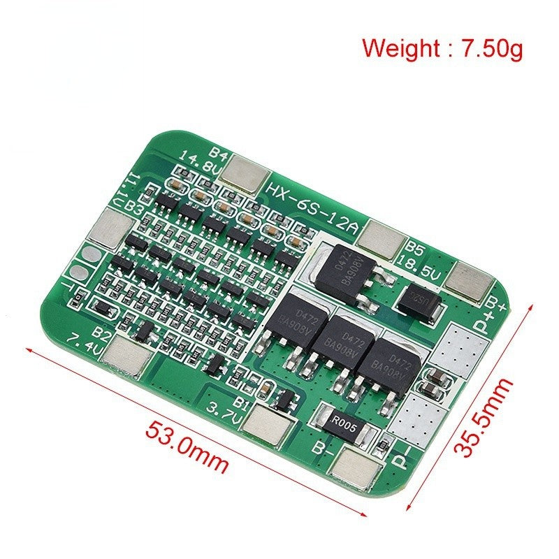 6S 15A 24V PCB BMS Protection Board For 6 Pack 18650 Li-ion Lithium Battery Cell Module
