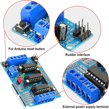L293D DC Motor Drive - Stepper Motor Control Shield Module Expansion Board Fit for Arduino UNO/Duemilanove/Raspberry Pi/Computer/Arduino Mega 2560