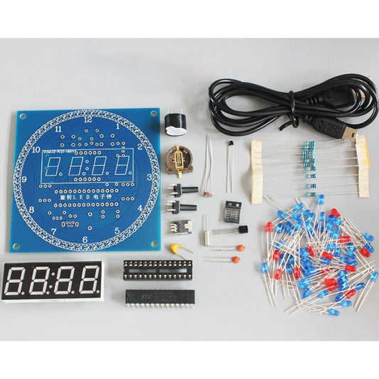 DS1302 DIY Rotating Digital LED Display Module Alarm Electronic Digital Clock Kit 51 SCM Learning Board 5V