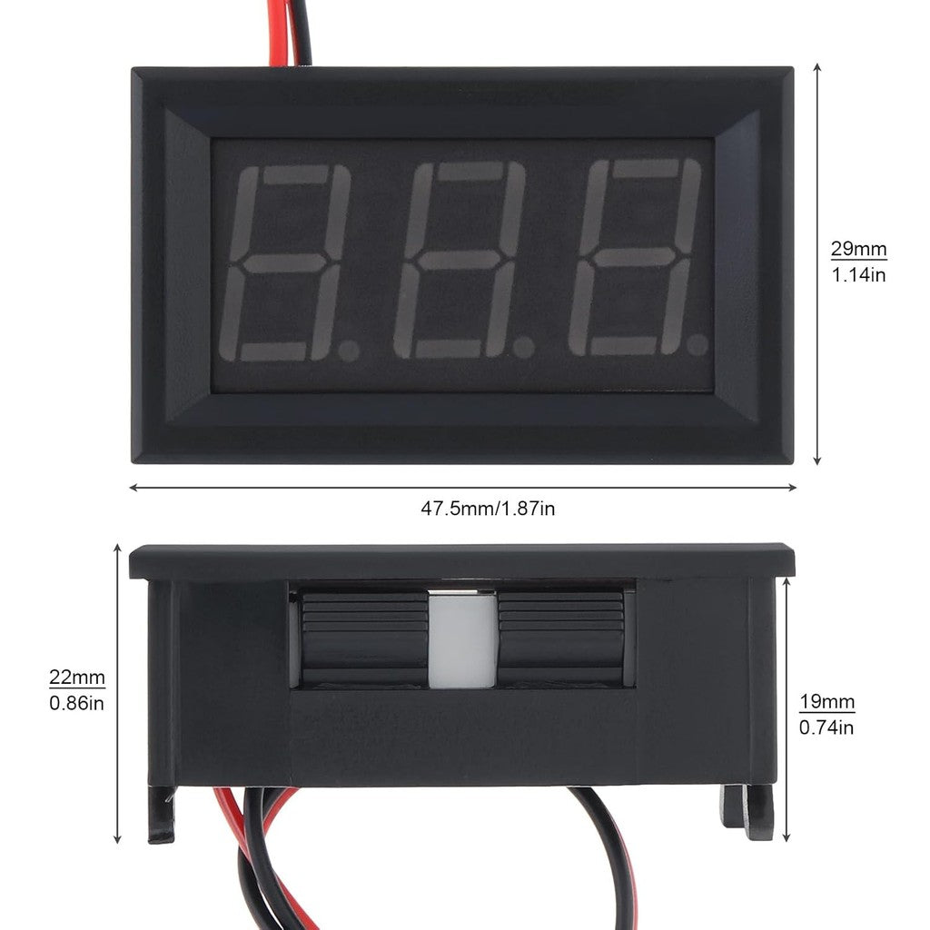 DC 5V-120V Digital Voltmeter Panel Gauge 2 Wires 0.56 inch LED Mini Voltage Meter Table Red Green Blue Display