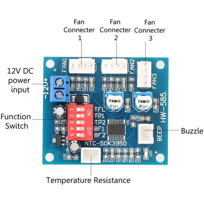 Four-wire PWM fan thermostat computer cooling, fan temperature control module automatic temperature control speed DC 12V