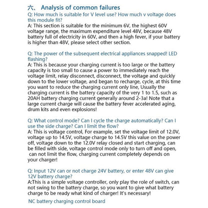 DC 6-60v 30A Storage battery Charging Control Module Protection Board Charger Time Switch LCD Display XY-L30A