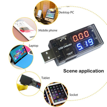 USB current and voltage detector tester USB meter voltage meter tester double table display battery voltage monitor