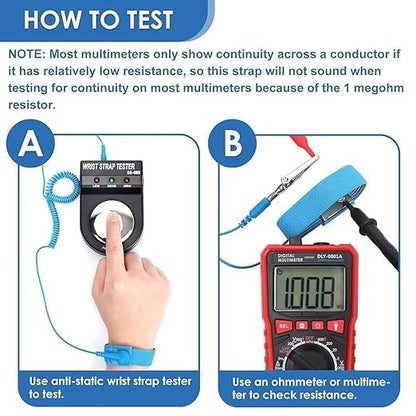 Anti-Static Wrist Strap (Adjustable up to Size XL) - ESD Grounding Wristband