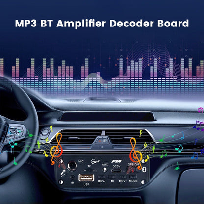 1pcs MP3 Bluetooth Amplifier Decoder Board 2 * 3W With Microphone Jack MIC Bluetooth 5.3 Lossless U disk TF Card AUX Player