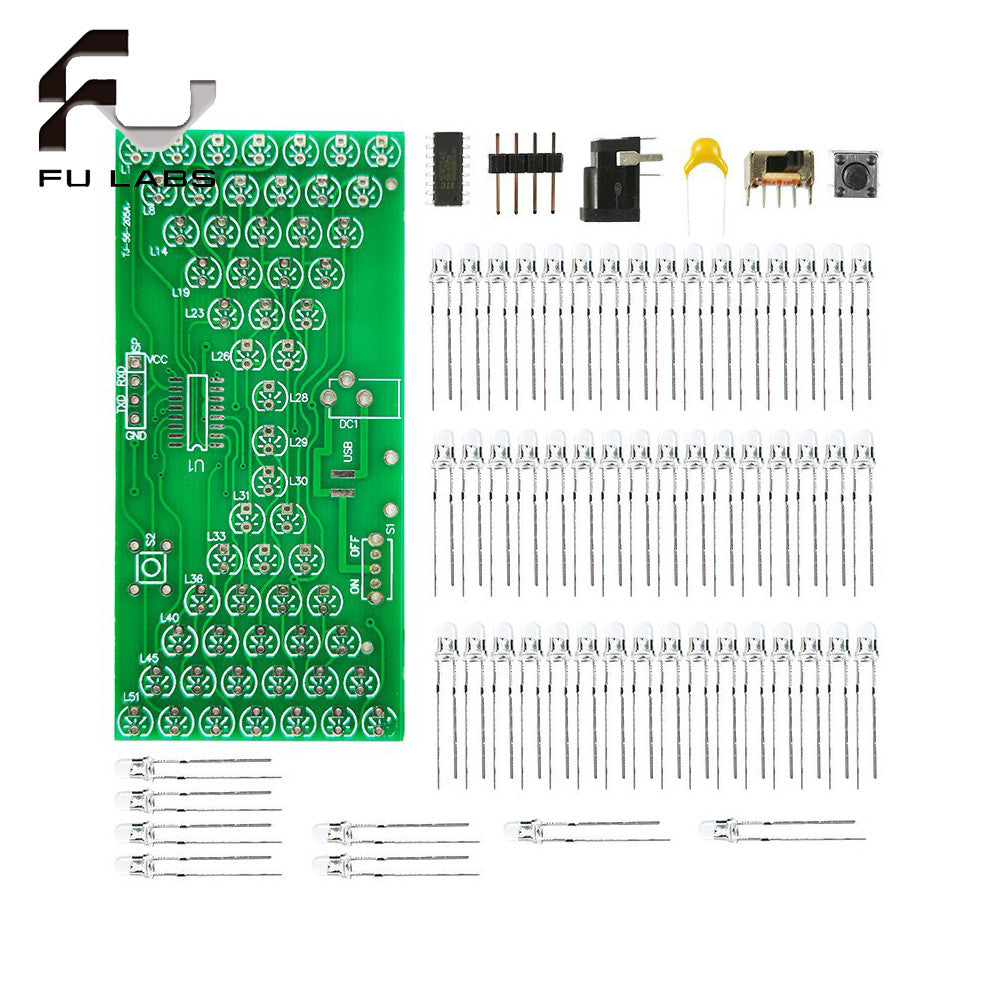 Fulabs Electronic Hourglass DIY Kit Funny Electric Production Kits Precise With LED Lamps Double Layer PCB Board 84*40mm