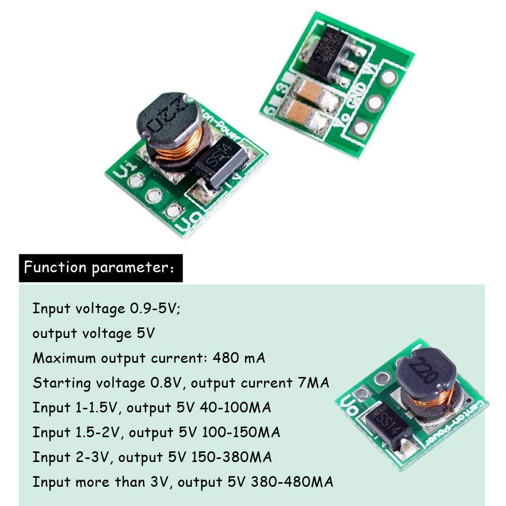 DC 0.9V-5V To 5V or DC 0.8V-3.3V To 3.3V DC-DC Step-Up Power Module Voltage Boost Converter Board