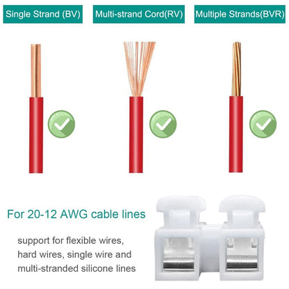 Fulabs 100pcs Self-Locking Cable Connectors 2 Pin Quick Splice Wire And Cable Connectors CH2 250V