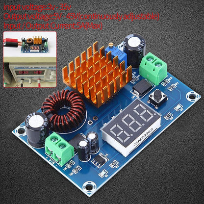 XH-M411 DC 4V-35V to DC 5V-45V Boost Module Digital Voltmeter DC-DC Step Up Module Boost Converter Board 5A Power Adjustable for Voltage
