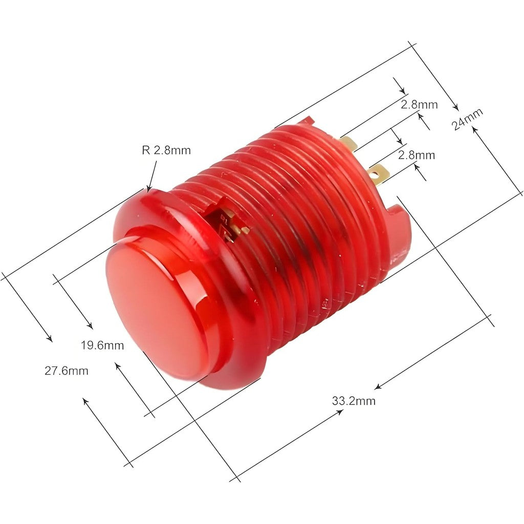 5X 30mm Arcade LED Lights Push Button Built-in Switch 5V Illuminated Buttons for Arcade Machine Games DIY Kit Parts Jamma Mame Raspberry Pi 1 2 3, 5 Colors