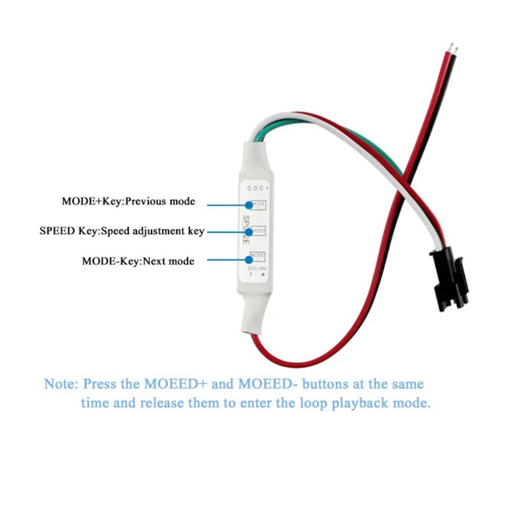 Fulabs SP002E LED RGB Controller 600 Pixels Dimmer mini 3 Key Controller DC5-24V USB 5V for WS2811 WS2812B Addressable Magic Color Light Bar String led Pixel Controller