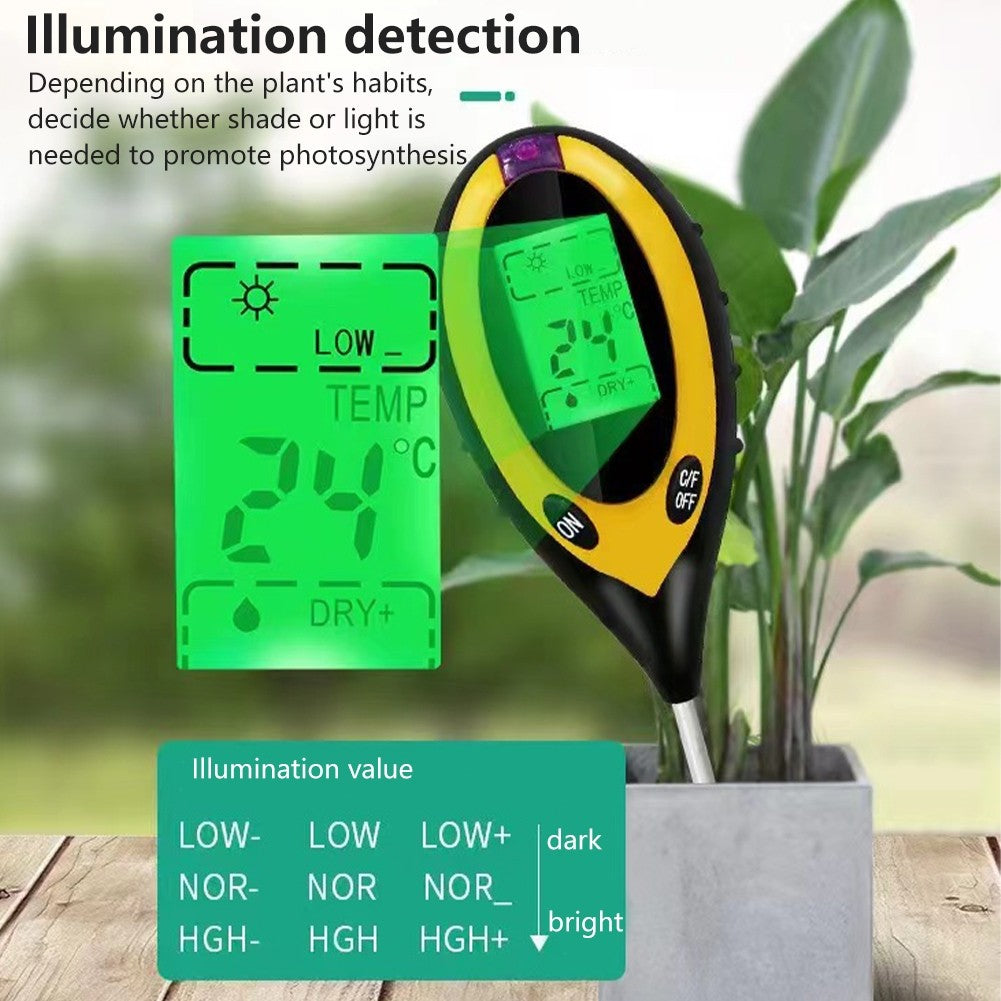 Fulabs Soil pH Tester Digital Multifunction Tester PH Light Moisture Acidity Moisture Meter Plant Soil Tester Kit 4 In 1