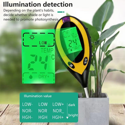 Fulabs Soil pH Tester Digital Multifunction Tester PH Light Moisture Acidity Moisture Meter Plant Soil Tester Kit 4 In 1