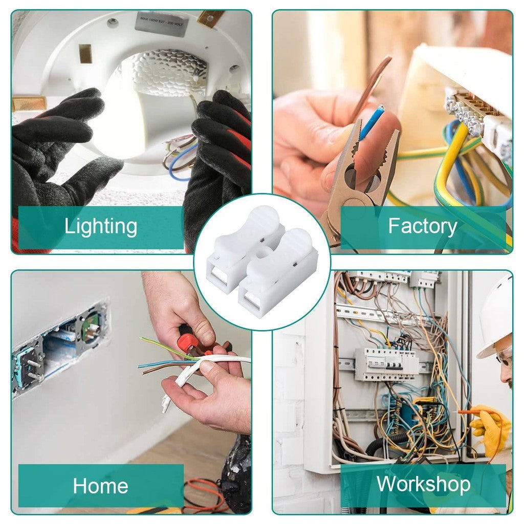 Fulabs 100pcs Self-Locking Cable Connectors 2 Pin Quick Splice Wire And Cable Connectors CH2 250V