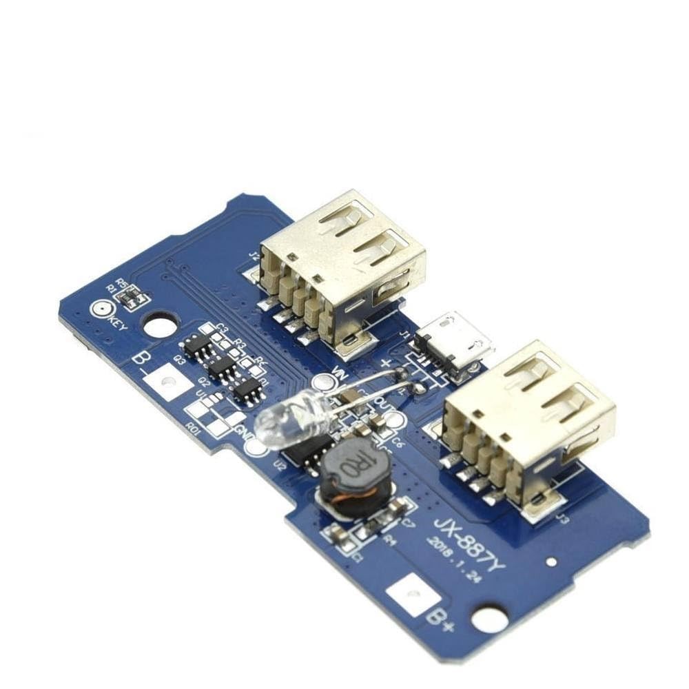 18650 Dual Micro USB 3.7V to 5V 2A Boost Mobile Power Bank DIY 18650 Lithium Battery Charger PCB Board Step Up Module With Led