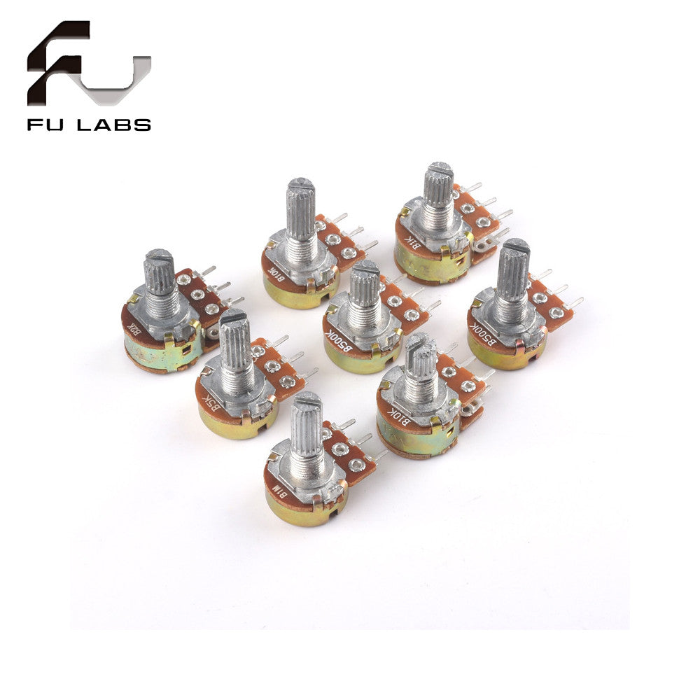5pcs WH148 Linear Potentiometer 15mm Shaft With Nuts And Washers 3pin B5K B10K B20K B50K B100K B250K B500K B1M