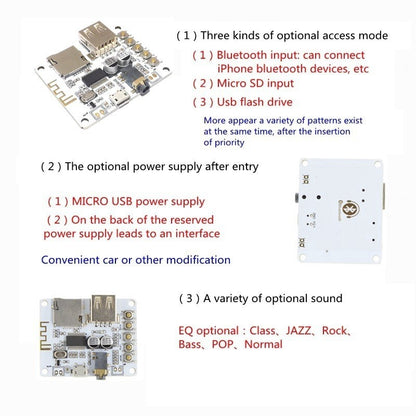 Bluetooth Audio Receiver board with USB TF card Slot decoding playback output A7-004 5V 2.1 Wireless Stereo Music Module