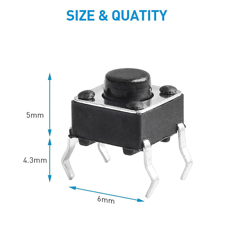 100pcs button Touch switch 6*6*5 keys button DIP 4pin 6*6*5mm Light touch switch DIP4 /OFF Touch 6x6x5