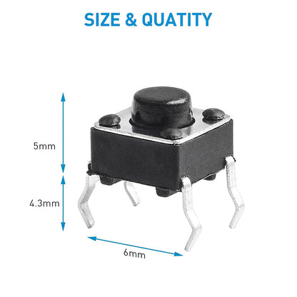 100pcs button Touch switch 6*6*5 keys button DIP 4pin 6*6*5mm Light touch switch DIP4 /OFF Touch 6x6x5