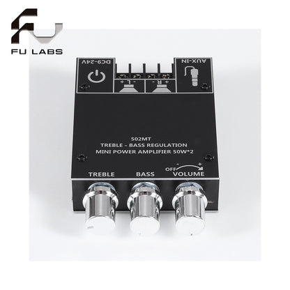 1pcs ZK-502MT Bluetooth 5.0 Subwoofer Amplifier Board Stereo AUX Bass Treble Amplifier 2*50W 12V 24V