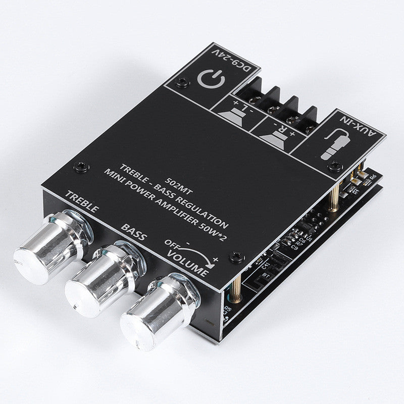 1pcs ZK-502MT Bluetooth 5.0 Subwoofer Amplifier Board Stereo AUX Bass Treble Amplifier 2*50W 12V 24V
