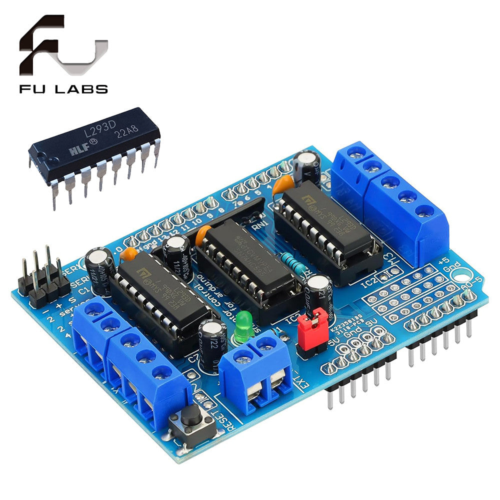 L293D DC Motor Drive - Stepper Motor Control Shield Module Expansion Board Fit for Arduino UNO/Duemilanove/Raspberry Pi/Computer/Arduino Mega 2560