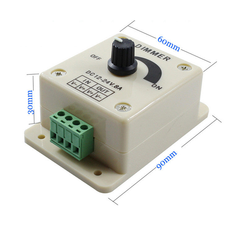LED Dimmer Switch 12-24V 8A Adjustable Brightness Lamp Strip Driver Power Supply Controller