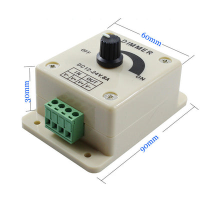 LED Dimmer Switch 12-24V 8A Adjustable Brightness Lamp Strip Driver Power Supply Controller