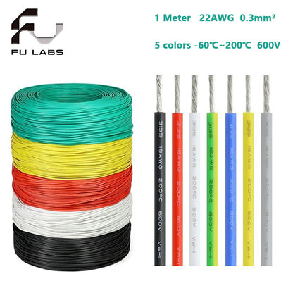 Fulabs Wire 22 Awg Flexible Silicone Cable 0.3mm² High-Temperature Max 200 Degrees Arduino 1 meter