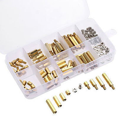 120pcs M3 Solid Brass Copper PCB Board Hex Hexagon Standoff Pillar Spacer Column Screw Nut Assortment Kit Set
