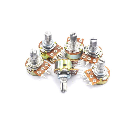 5pcs WH148 Linear Potentiometer 15mm Shaft With Nuts And Washers 3pin B5K B10K B20K B50K B100K B250K B500K B1M