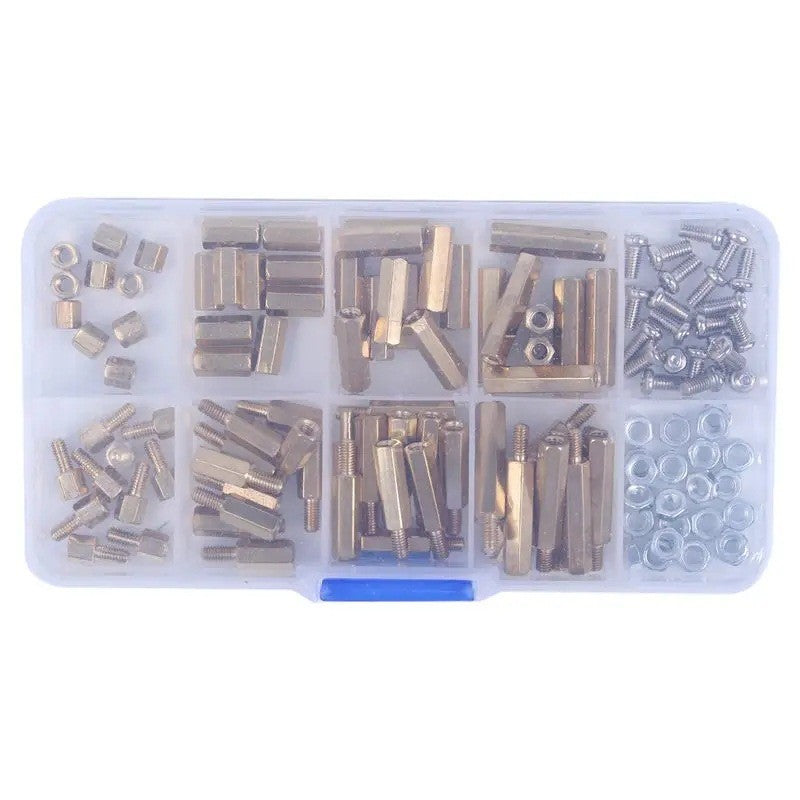 120pcs M3 Solid Brass Copper PCB Board Hex Hexagon Standoff Pillar Spacer Column Screw Nut Assortment Kit Set