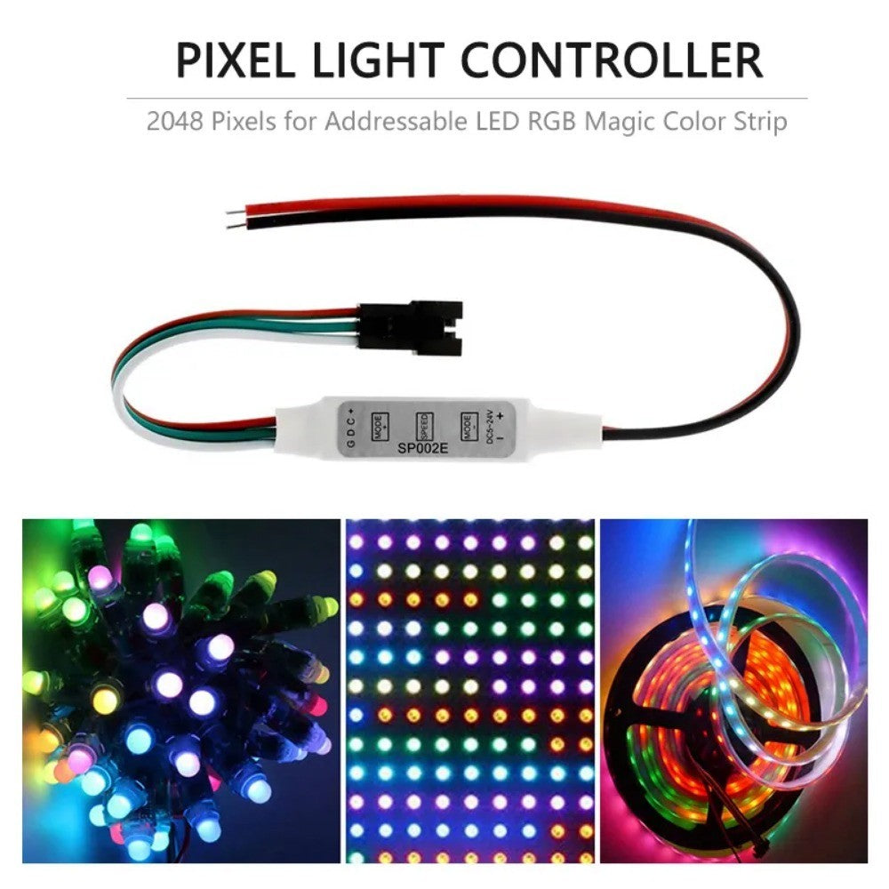 Fulabs SP002E LED RGB Controller 600 Pixels Dimmer mini 3 Key Controller DC5-24V USB 5V for WS2811 WS2812B Addressable Magic Color Light Bar String led Pixel Controller