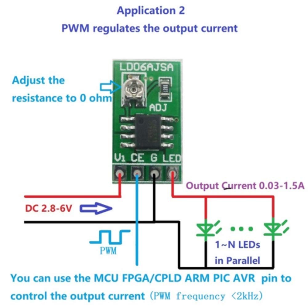 30-1500MA Adjustable Constant Current LED Driver DC 3.3V 3.7V 4.2V 5V PWM Control Board Buck Power module