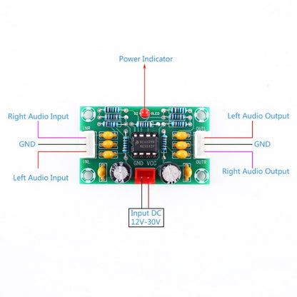 XH-A902 NE5532 Operational Pre-Amplifier Module Digital Audio Front Amplifier Board Preamplifier 5 Times Rate Wide Voltage