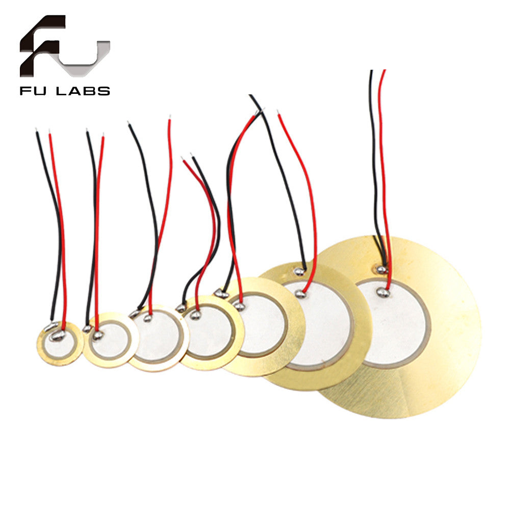 Fulabs 10Pcs Piezoelectric Piezo Ceramic Wafer Plate Element Sounder Sensor with Wire 60mm for Buzzer Loudspeaker 12/15/20/27/35/50mm
