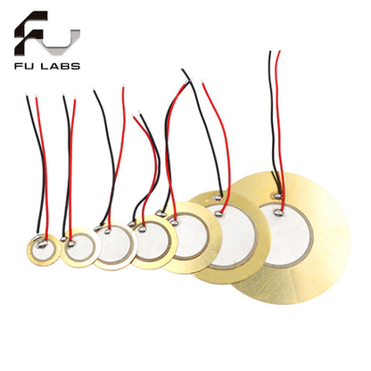 Fulabs 10Pcs Piezoelectric Piezo Ceramic Wafer Plate Element Sounder Sensor with Wire 60mm for Buzzer Loudspeaker 12/15/20/27/35/50mm