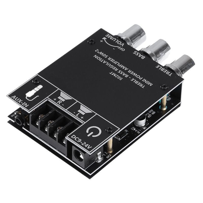 1pcs ZK-502MT Bluetooth 5.0 Subwoofer Amplifier Board Stereo AUX Bass Treble Amplifier 2*50W 12V 24V