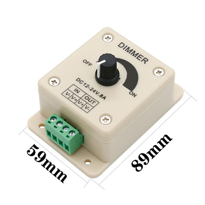 LED Dimmer Switch 12-24V 8A Adjustable Brightness Lamp Strip Driver Power Supply Controller