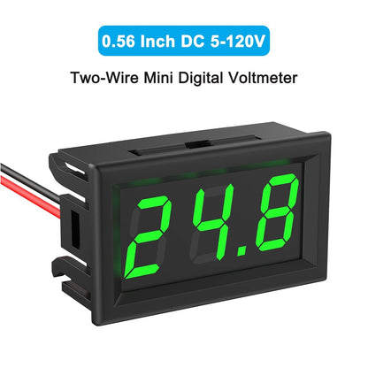 DC 5V-120V Digital Voltmeter Panel Gauge 2 Wires 0.56 inch LED Mini Voltage Meter Table Red Green Blue Display