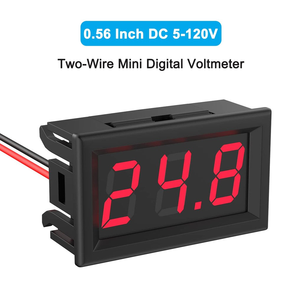 DC 5V-120V Digital Voltmeter Panel Gauge 2 Wires 0.56 inch LED Mini Voltage Meter Table Red Green Blue Display