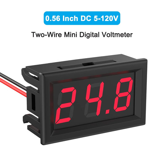 DC 5V-120V Digital Voltmeter Panel Gauge 2 Wires 0.56 inch LED Mini Voltage Meter Table Red Green Blue Display