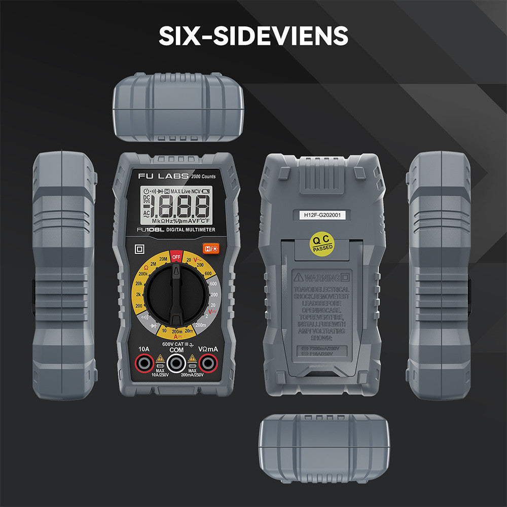 FULABS Digital Multimeter Tester Electrical Test Tool CAT.III 600V FU108L HT108L KIT