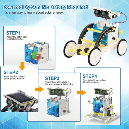 1pcs Solar Robot Kit Science Toy Solar Building Kit Diy Assembly Robotic 13 In 1