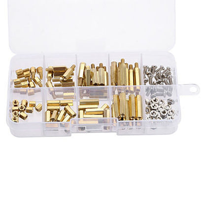 120pcs M3 Solid Brass Copper PCB Board Hex Hexagon Standoff Pillar Spacer Column Screw Nut Assortment Kit Set