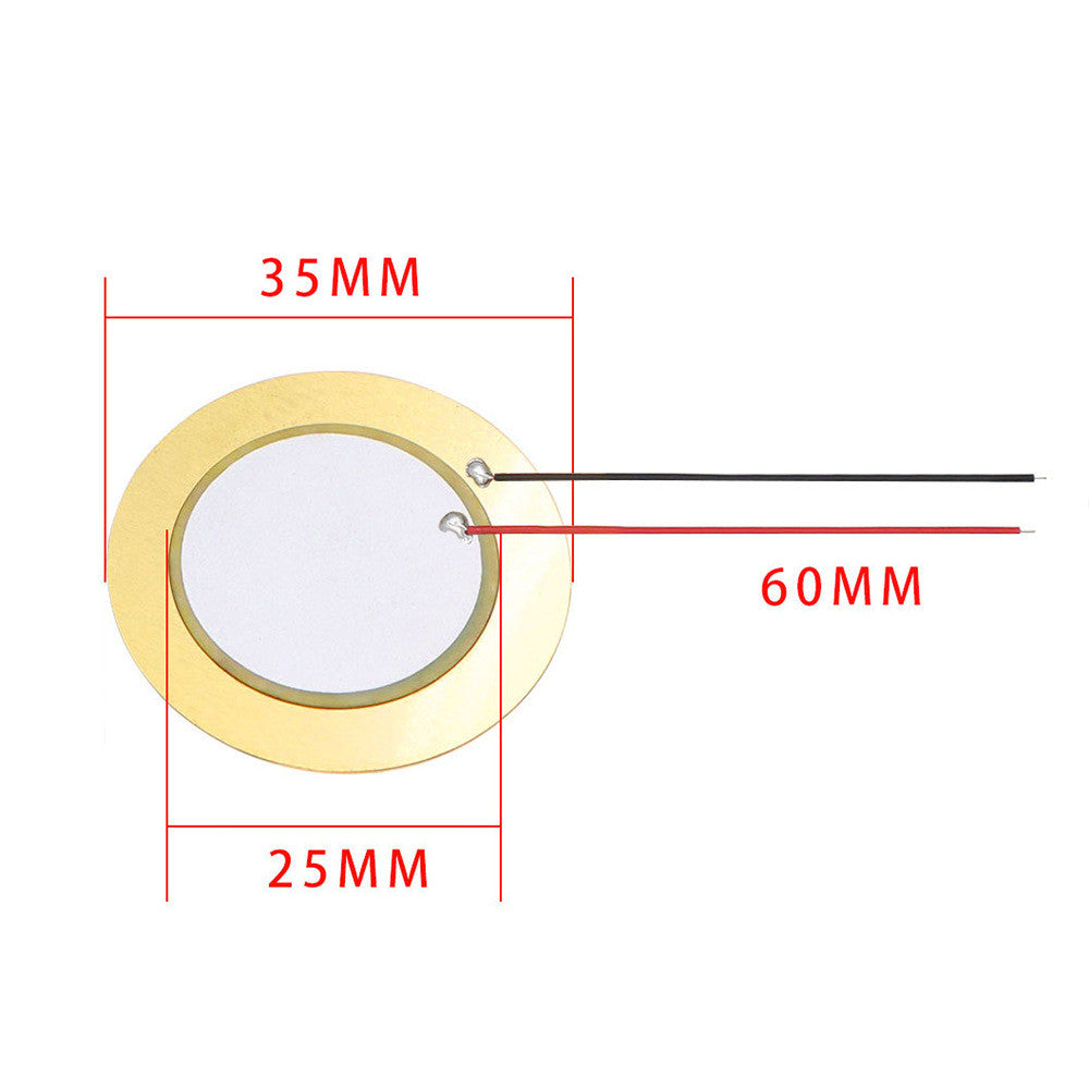 Fulabs 10Pcs Piezoelectric Piezo Ceramic Wafer Plate Element Sounder Sensor with Wire 60mm for Buzzer Loudspeaker 12/15/20/27/35/50mm