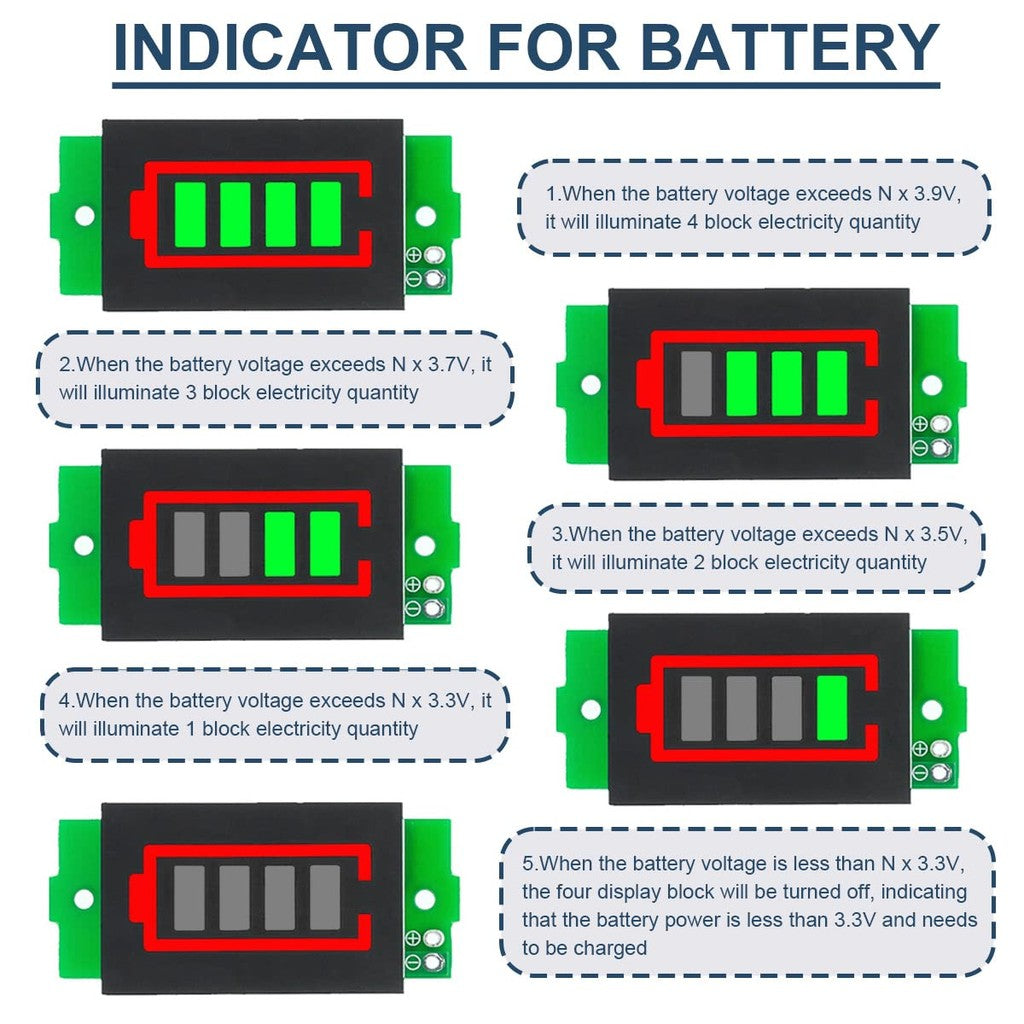 1/2/3/4/5/6/7/8S Lithium Battery Capacity Indicator Module Blue Green Display Electric Vehicle Battery Power Tester 3.7V Li-ion