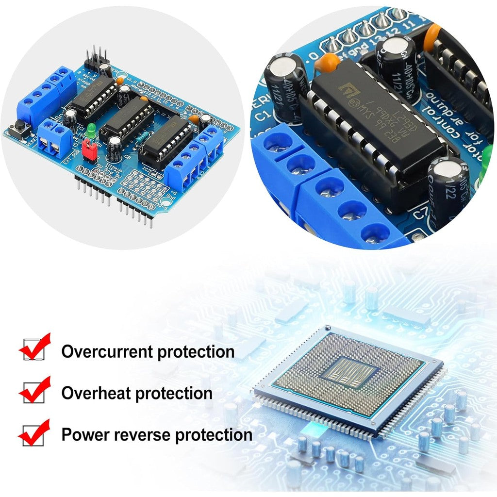 L293D DC Motor Drive - Stepper Motor Control Shield Module Expansion Board Fit for Arduino UNO/Duemilanove/Raspberry Pi/Computer/Arduino Mega 2560